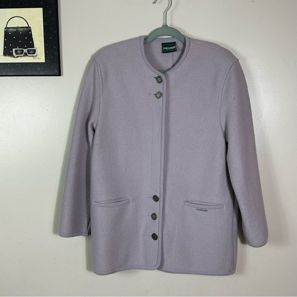 GEIGER PURE WOOL Women's Soft Purple Cardigan